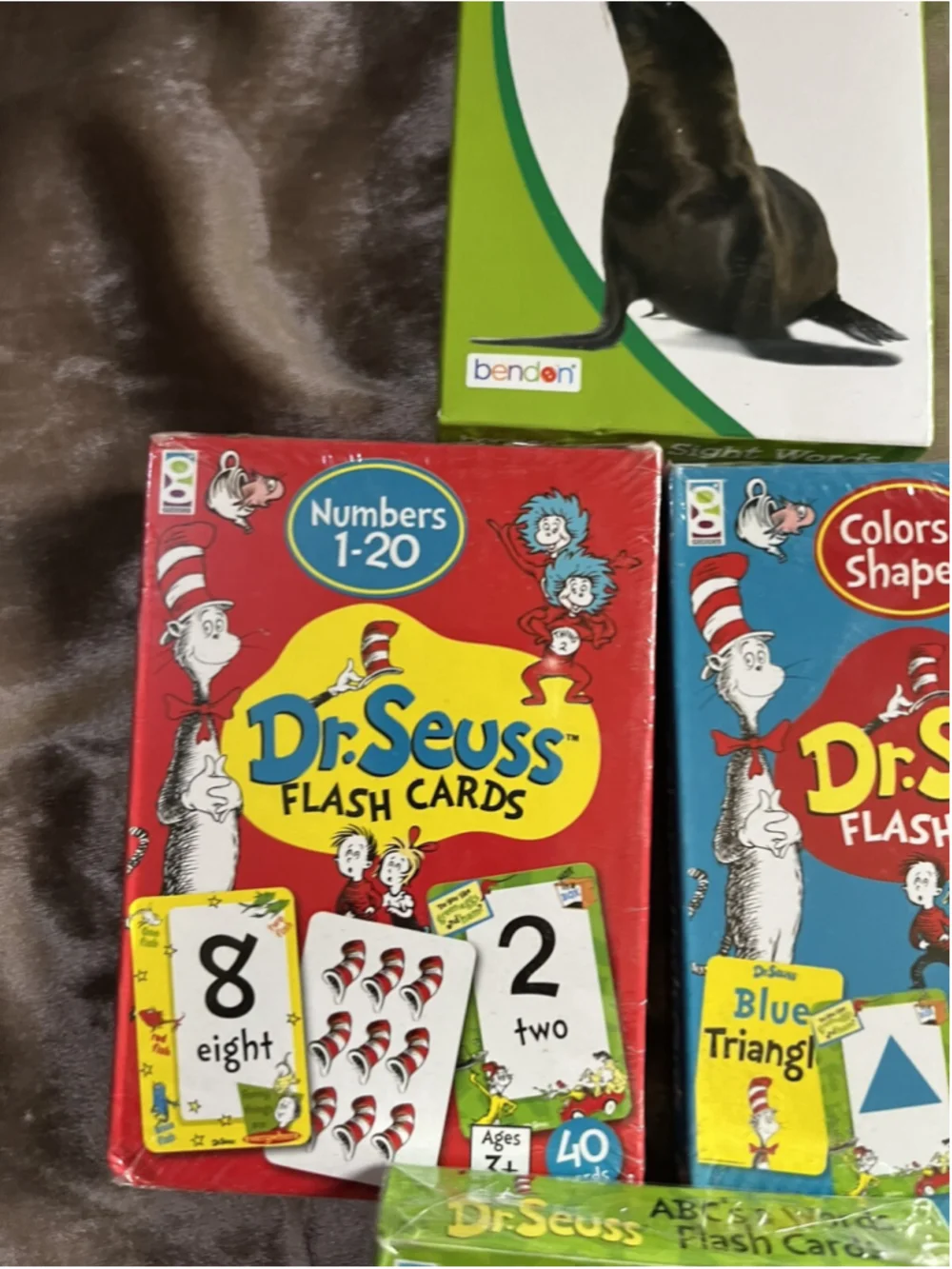 3 Dr. Seuss Flash Card Lot NUMBERS ABC’s & WORDS COLORS & SHAPES &1 SIGHT WORDS